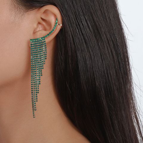 Simple Tassel Rhinestone Ear Needles Geometric New Long Earrings