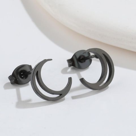 Fashion Moon Titanium Steel Ear Studs Plating No Inlaid Stainless Steel Earrings