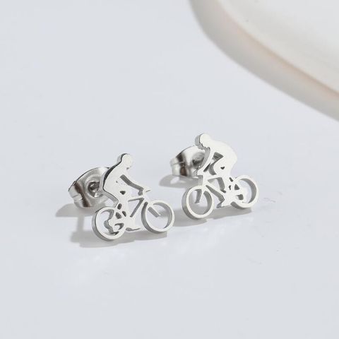 Original Design Bicycle Titanium Steel Ear Studs Plating No Inlaid Stainless Steel Earrings