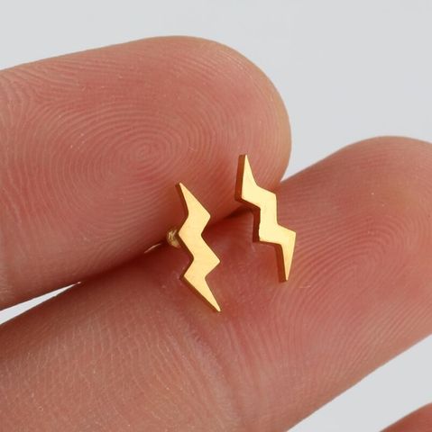 Fashion Lightning Titanium Steel Ear Studs Plating No Inlaid Stainless Steel Earrings