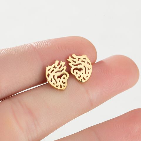 Simple Style Heart Titanium Steel Ear Studs Plating No Inlaid Stainless Steel Earrings