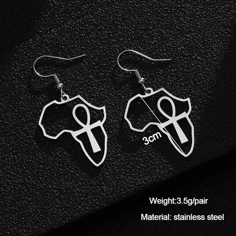 Simple Style Cross Map Plating Stainless Steel None 18K Gold Plated Earrings