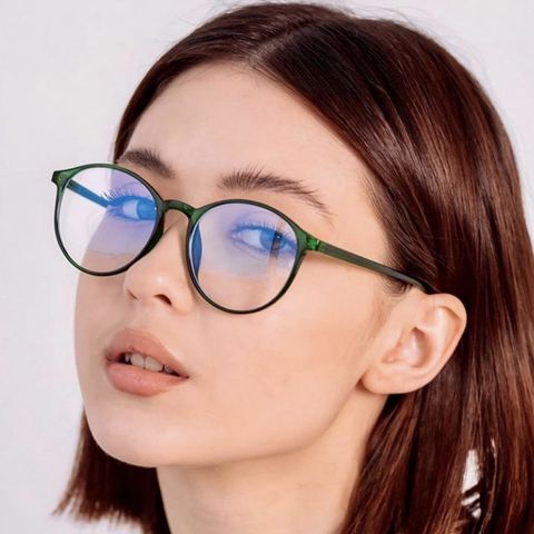Women's Retro Solid Color Round Frame Glasses