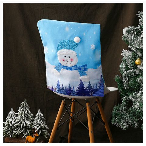 Hong Kong Love Christmas Luminous Chair Cover With Lights Christmas Blue Old Snowman Chair Cover Restaurant Decoration Chair Cover