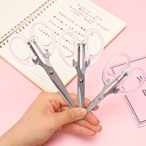 Fashion Simple Transparent Handle Small Stainless Steel Scissors For Student