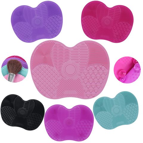 Solid Color Apple Shape Silicone Makeup Brush Cleaning Pad Beauty Brush