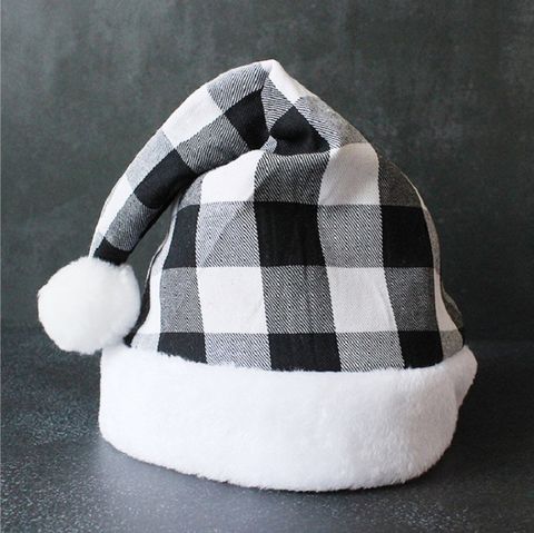 Hong Kong Love Cross-border New Christmas Supplies Decoration Props Holiday Dress Up Hat Checked Cloth Christmas Hat