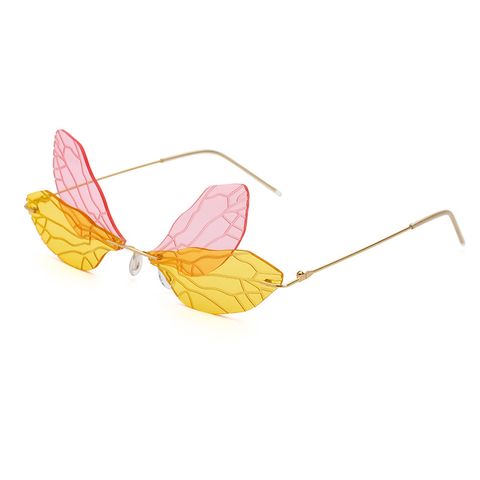 New Dragonfly Sunglasses Women's Fashion Wings Sunglasses Trendy Double Lens Party Ball Sunglasses