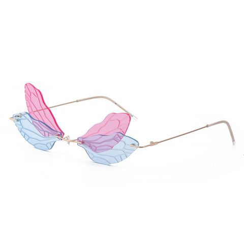 New Dragonfly Sunglasses Women's Fashion Wings Sunglasses Trendy Double Lens Party Ball Sunglasses