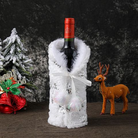 Hong Kong Love Cross-border Christmas Decoration Bottle Cover Restaurant Dress Up Champagne Red Wine Bag Scene Layout Snowflake Wine Sleeve