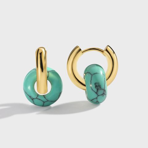Retro Geometric Copper Earrings Plating Turquoise Copper Earrings