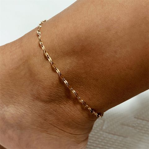Korean Style Geometric Stainless Steel Plating Inlaid Gold 14K Gold Plated Women'S Anklet