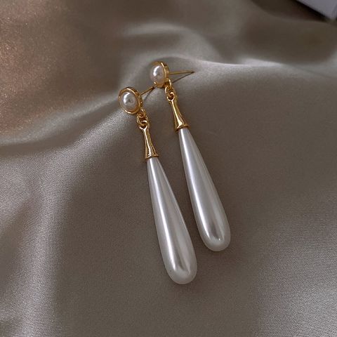 Simple Style Water Droplets Pearl Alloy Pearl Drop Earrings