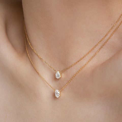 Elegant Water Droplets Titanium Steel Pendant Necklace Diamond Artificial Rhinestones Stainless Steel Necklaces