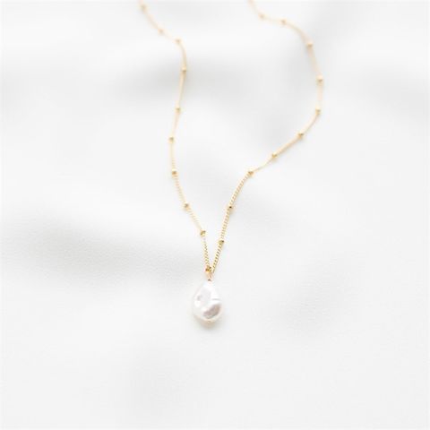 Simple Style Irregular Freshwater Pearl Brass Plating 14k Gold Plated Pendant Necklace