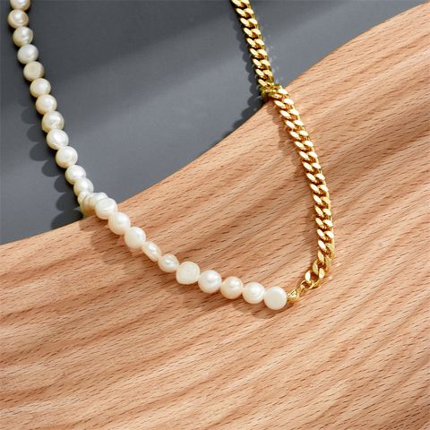 Fashion Geometric Copper Necklace Pearl Copper Necklaces