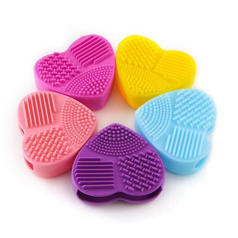 Solid Color Silicone Heart Shape Cleaning Cosmetic Beauty Blender