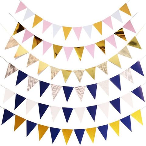 Waves Solid Color Paper Flag Party Decorations