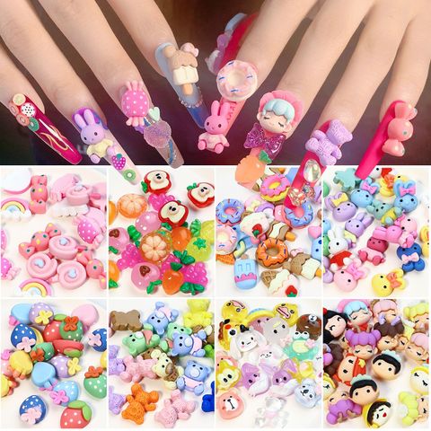 Cute Animal Fruit Flower Resin Nail Patches Nail Supplies