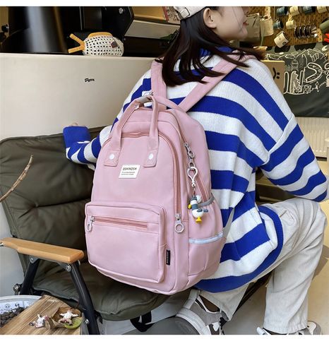 Fashion Solid Color Zipper Backpack