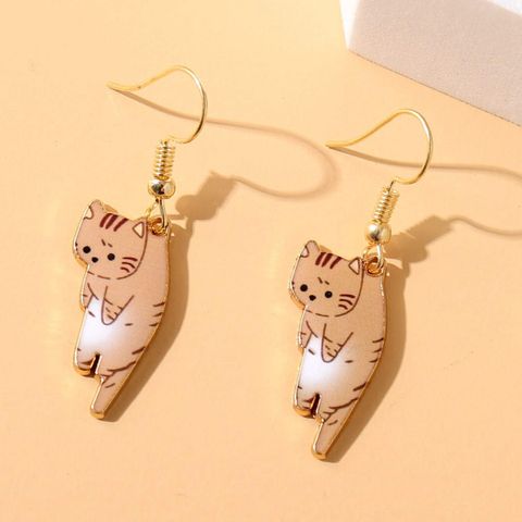 Cartoon Style Cat Alloy Plating Earrings 1 Pair