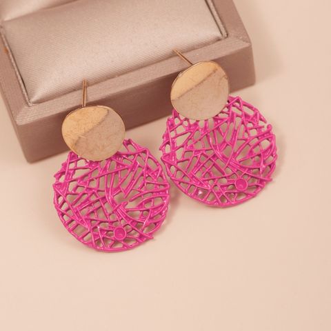 Fashion Round Alloy Mesh Drop Earrings