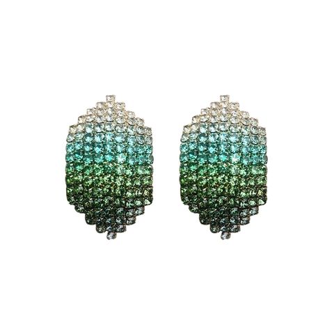 Women's Fashion Tassel Gradient Color Alloy Earrings Diamond Artificial Rhinestones Drop Earrings