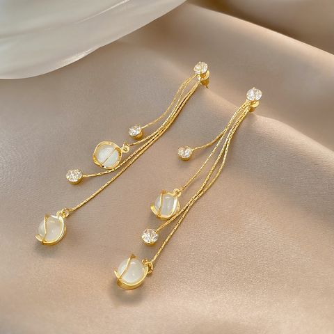 Women's Fashion Korean Style Geometric Alloy Earrings Opal Earrings