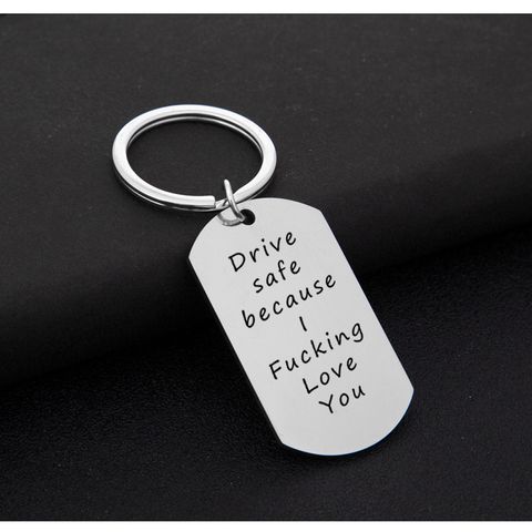 Couple Stainless Steel Letter Drive Safe Key Ring