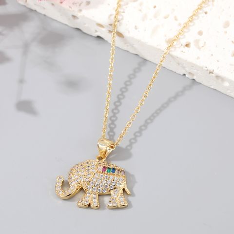 Unisex Simple Style Elephant Alloy Necklace Plating Zircon Necklaces