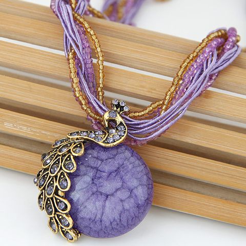 Women's Ethnic Style Peacock Alloy Necklace Artificial Gemstones Artificial Rhinestones Necklaces