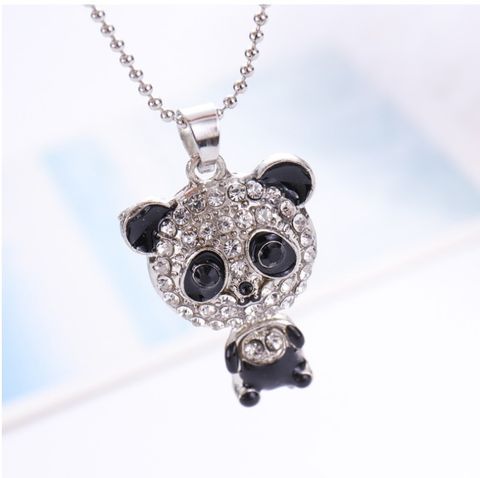 Women's Cute Panda Alloy Pendant Necklace Diamond Artificial Rhinestones Necklaces