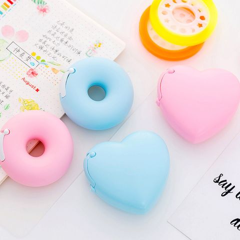 Korean Creative Cartoon Stationery Portable Donut Tape Base Magic Tape Cutter With Small Tape