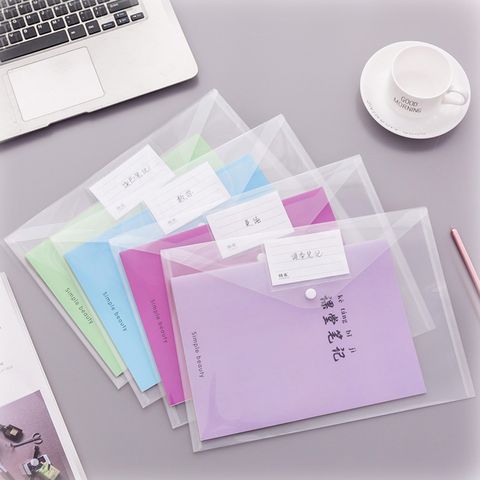 Creative Simple Transparent A4 Snap-fastener File Bag Plastic File Bag Paper Bag Student Office Supplies Storage