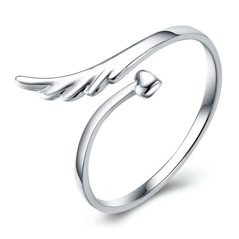 Fashion Angel Wings Heart Shape Alloy Plating Open Ring 1 Piece