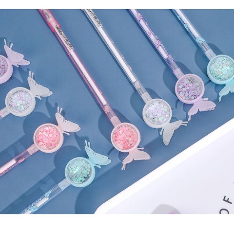 Cute Creative Girly Heart Sequins Butterfly Plastic Gel Pen