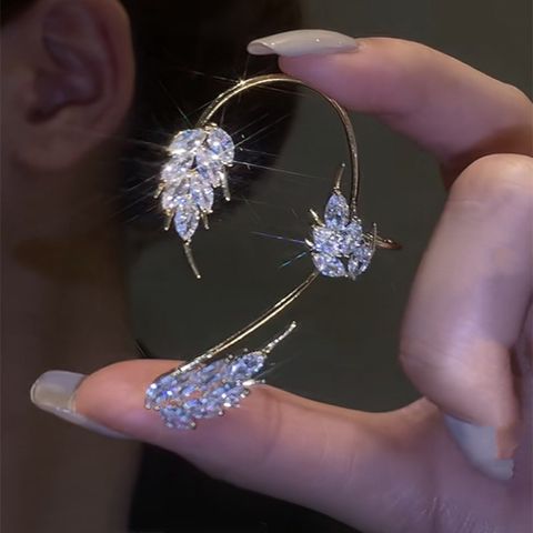 Lady Geometric Feather Alloy Plating Butterfly Metal Artificial Gemstones Earrings Ear Studs