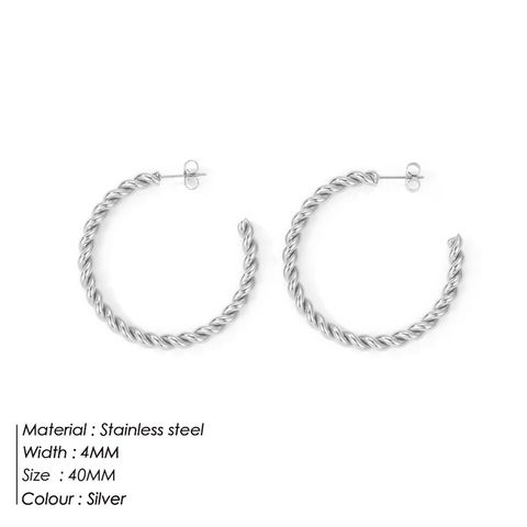 Lady Geometric Plating Stainless Steel Hoop Earrings