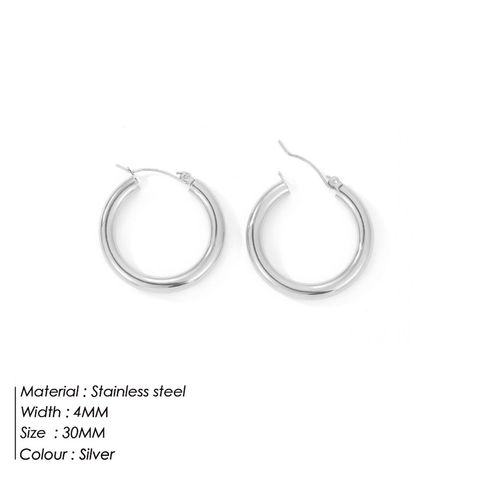 Fashion Geometric Plating Stainless Steel Hoop Earrings