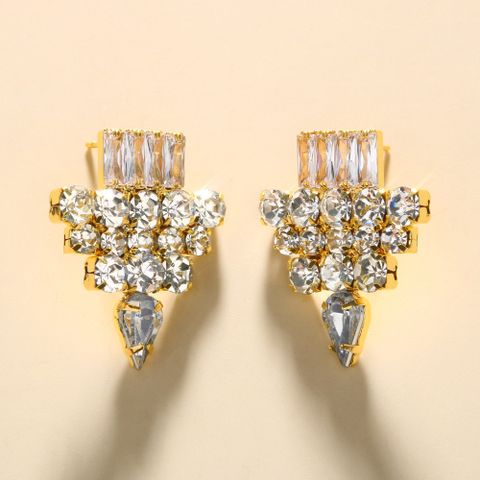 1 Pair Lady Streetwear Geometric Plating Inlay Alloy Zircon Ear Studs