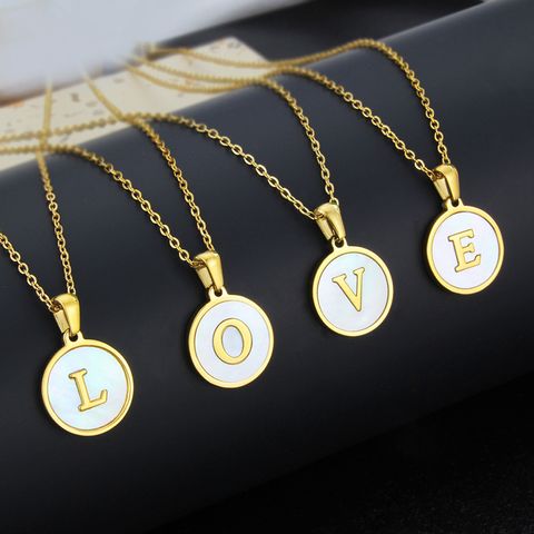 Simple Style Round Letter Titanium Steel Plating Necklace