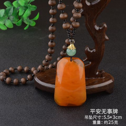 Retro Water Droplets Flower Gourd Resin Beeswax Powder No Inlaid Pendant Necklace