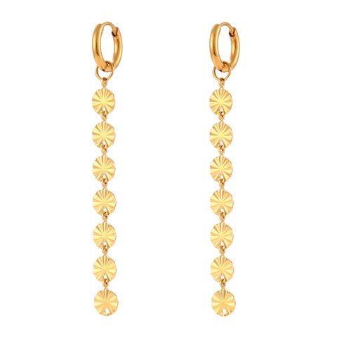 Fashion Snowflake Tassel Stainless Steel Gold Plated Drop Earrings
