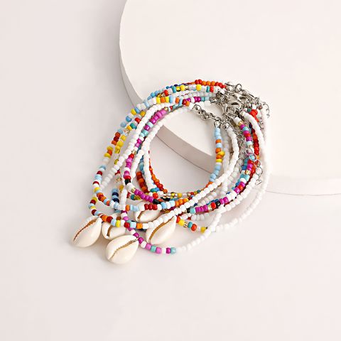 Fashion Shell Alloy Beaded Anklet