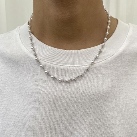 Fashion Geometric Iron Pearl Men'S Necklace
