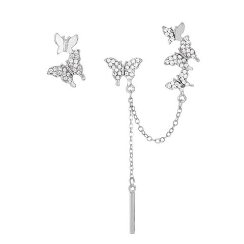 Wholesale Jewelry Fashion Tassel Butterfly Alloy Rhinestones Inlay Earrings