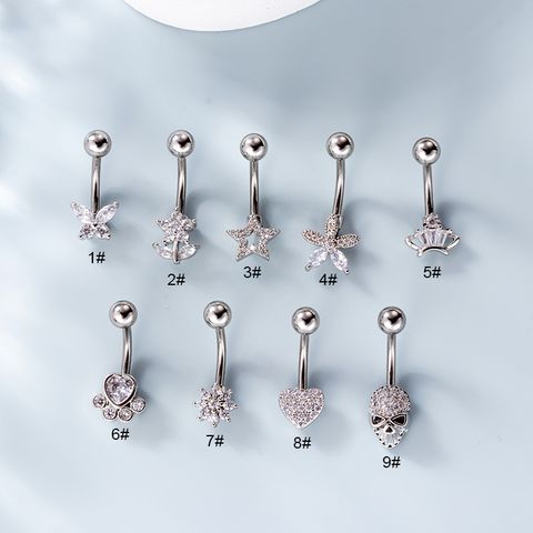 Belly Rings Fashion Heart Shape 316 Stainless Steel  Copper Plating