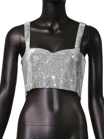 Women's Tank Tops Metal Diamond Fashion Solid Color