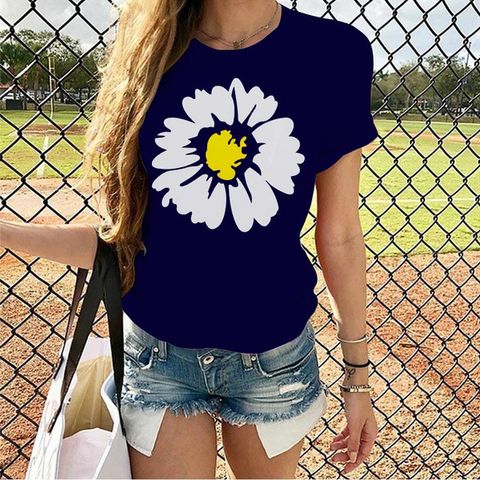 Women's T-shirt Short Sleeve T-shirts Printing Streetwear Daisy