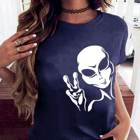 Women's T-shirt Short Sleeve T-shirts Printing Streetwear Alien